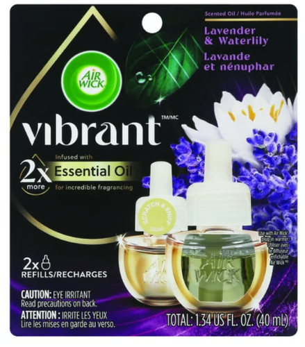 Air Wick, Air Wick Vibrant, Air freshener refills, Air freshener recharges, Plug-in warmer refills.
Air Wick 2 Refills Vibrant Lavender & Waterlily Infused with 2x more Essential Oil