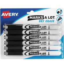 Load image into Gallery viewer, Black Avery dry erase markers 6pk 
