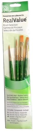 Princeton Art & Brush Co. Real Value Brush Selection Synthetic Hair - Golden Taklon 4pc,