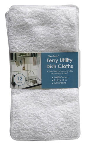 Home Basics Terry Utility Dish Cloths 100% Cotton 12pk