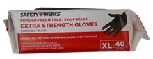 Load image into Gallery viewer, Pack of Safety Wercs disposable gloves with red and white design.
