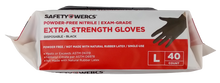 Load image into Gallery viewer, Box of Safety Wears Extra Strength Gloves with red and white design
