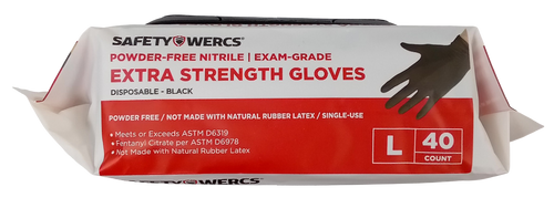 Box of Safety Wears Extra Strength Gloves with red and white design
