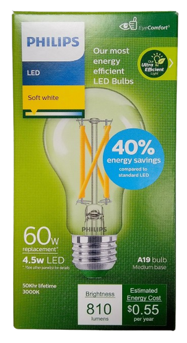 Philips LED 60w, 4.5w LED Soft White Light Bulb (810 Lumens) 1pk