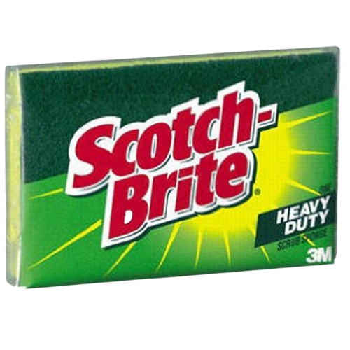 Scotch-Brite heavy duty scrubber with green and yellow color