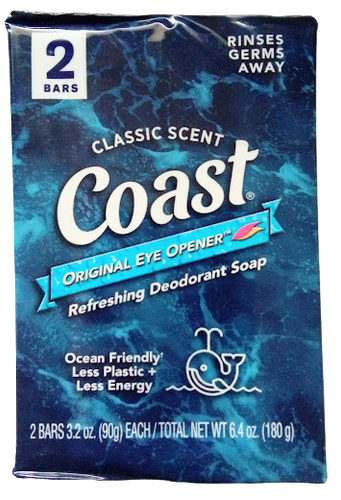 Coast Classic Scent Bar Soap (2 Bars). Classic scent, rinses away germs, Refreshing Deodorant soap. 