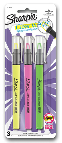 Sharpie Clear View Stick Highlighters 3ct