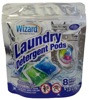 Wizard Laundry Detergent pods Ocean Fresh 8 pods