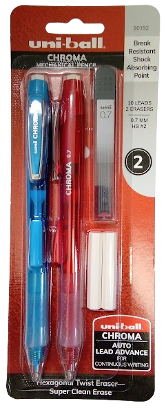 Uni-Ball Chroma Mechanical Pencil 0.7mm #2 HB Blue/Red 2ct