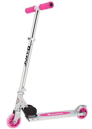 Razor Kick Scooter Ages 5+, Max Rider Wight 143 lbs. Easy to adjust to a variety of heights,  folding for ease of storage. Perfect summer scooter for kids and teens.